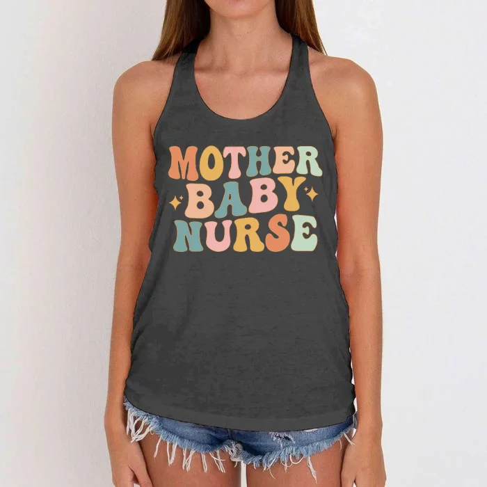 Retro Mother Baby Nurse Postpartum Nurse Mom Baby Nursing Women's Knotted Racerback Tank