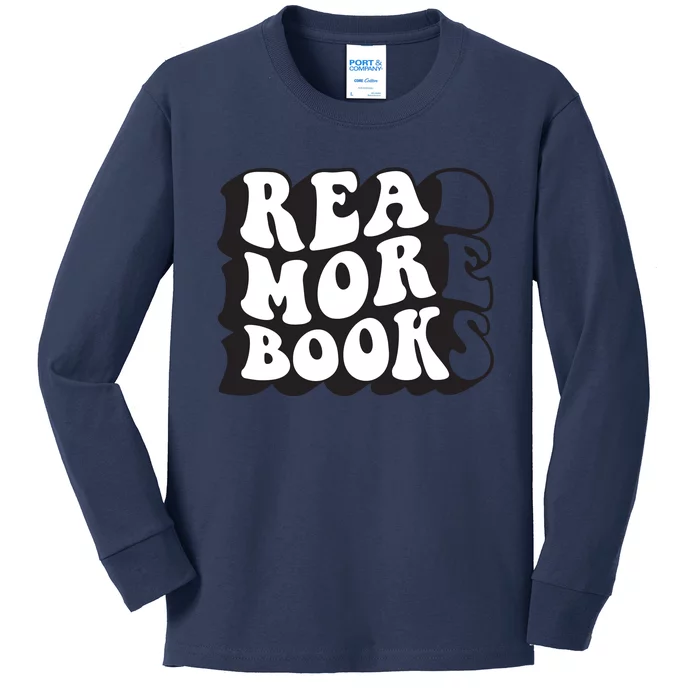 Read More Books Retro Funny Librarian Book Lovers Kids Long Sleeve Shirt