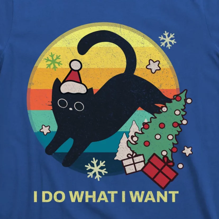 Retro Meowy Christmas I Do What I Want Funny Cat Great Gift T-Shirt