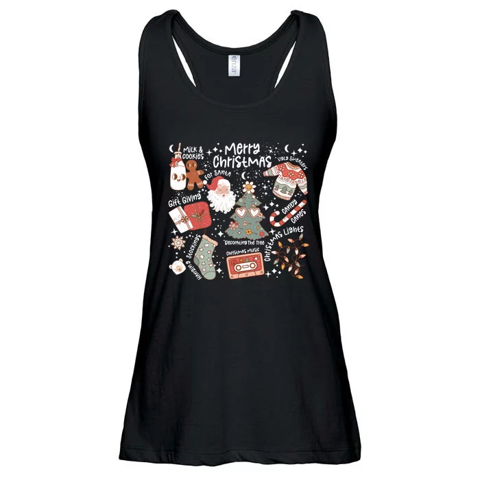 Retro Merry Christmas Vibes Retro Santa Claus Ladies Essential Flowy Tank