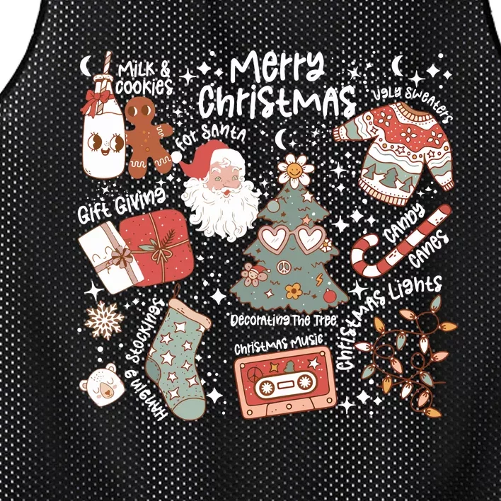 Retro Merry Christmas Vibes Retro Santa Claus Mesh Reversible Basketball Jersey Tank