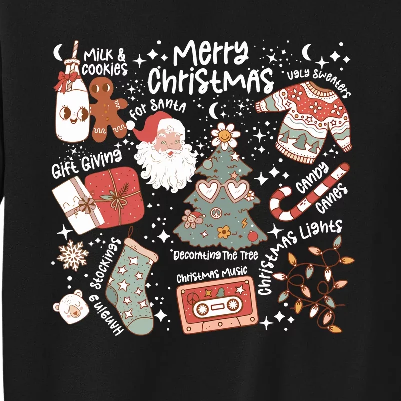 Retro Merry Christmas Vibes Retro Santa Claus Tall Sweatshirt