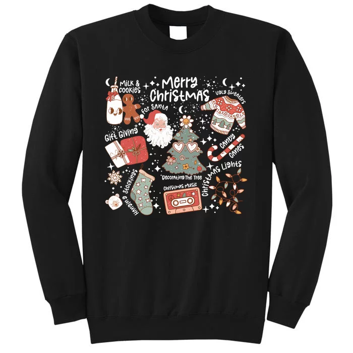 Retro Merry Christmas Vibes Retro Santa Claus Tall Sweatshirt