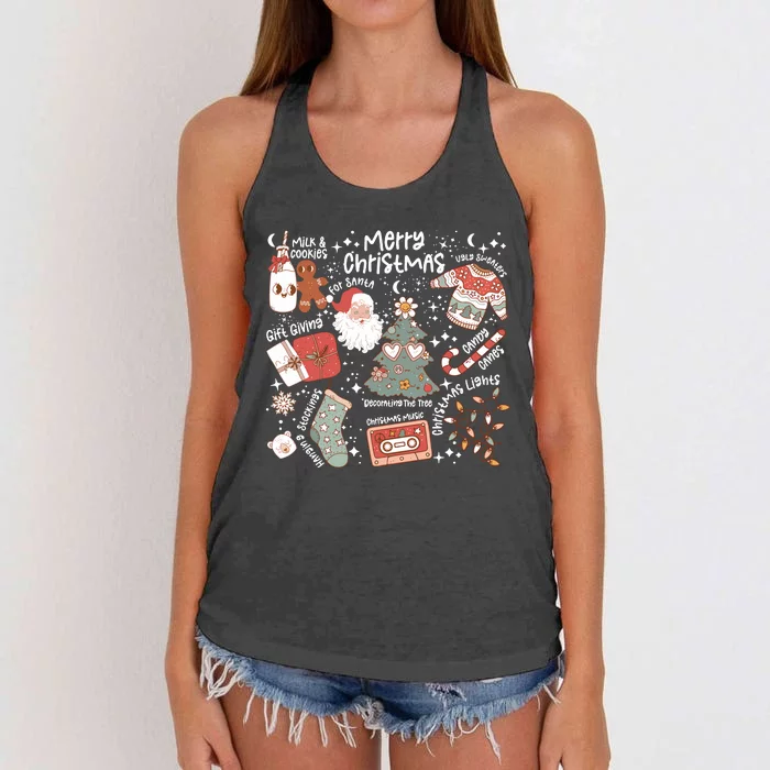 Retro Merry Christmas Vibes Retro Santa Claus Women's Knotted Racerback Tank