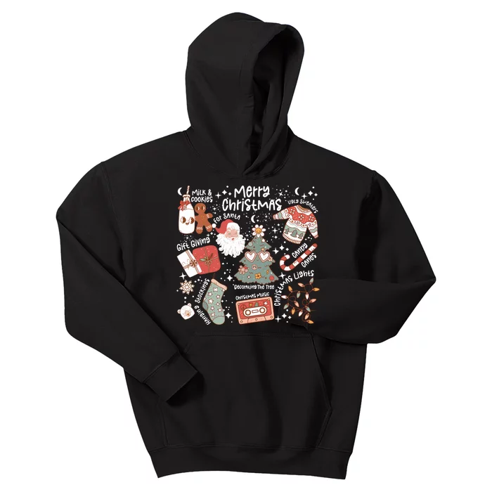 Retro Merry Christmas Vibes Retro Santa Claus Kids Hoodie