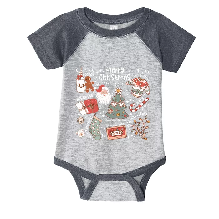 Retro Merry Christmas Vibes Retro Santa Claus Infant Baby Jersey Bodysuit