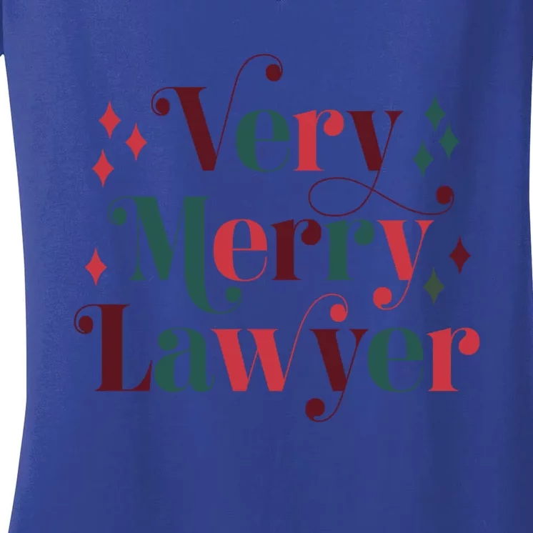 Retro Mid Century Modern Christmas Very Merry Lawyer Gift Women's V-Neck T-Shirt