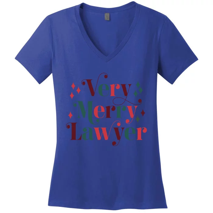 Retro Mid Century Modern Christmas Very Merry Lawyer Gift Women's V-Neck T-Shirt