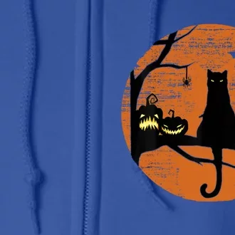 Retro Moon Cat Mom Gift Full Zip Hoodie