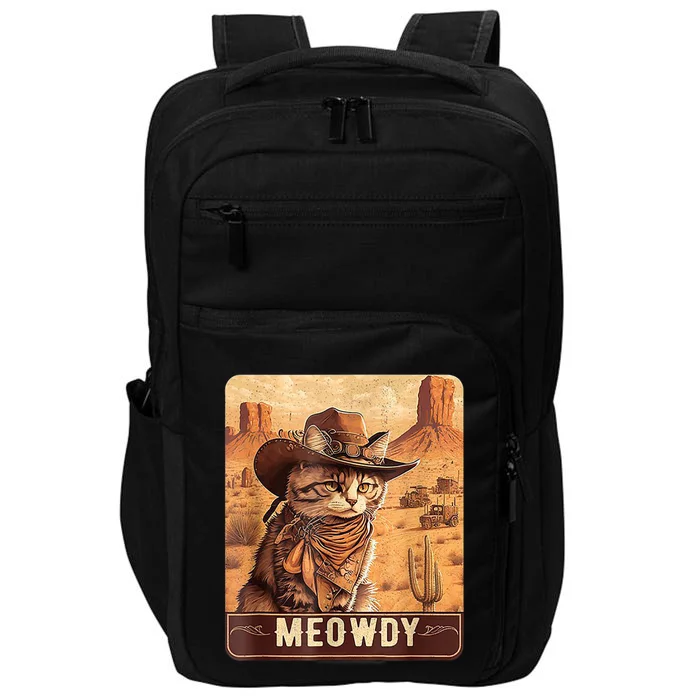 Retro Meowdy Country Cowboy Cat Lover Vintage Impact Tech Backpack