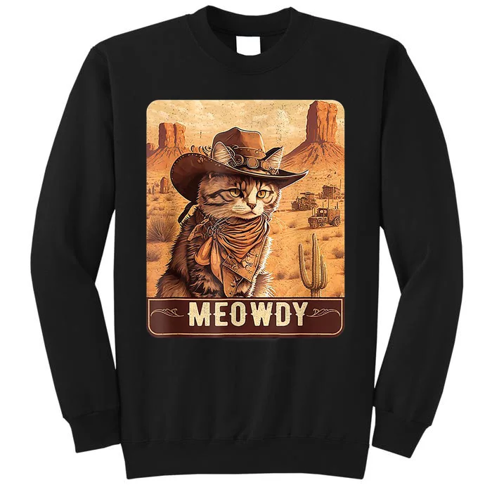 Retro Meowdy Country Cowboy Cat Lover Vintage Tall Sweatshirt