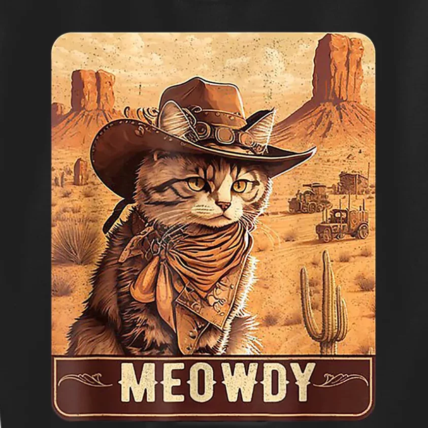 Retro Meowdy Country Cowboy Cat Lover Vintage Kids Sweatshirt