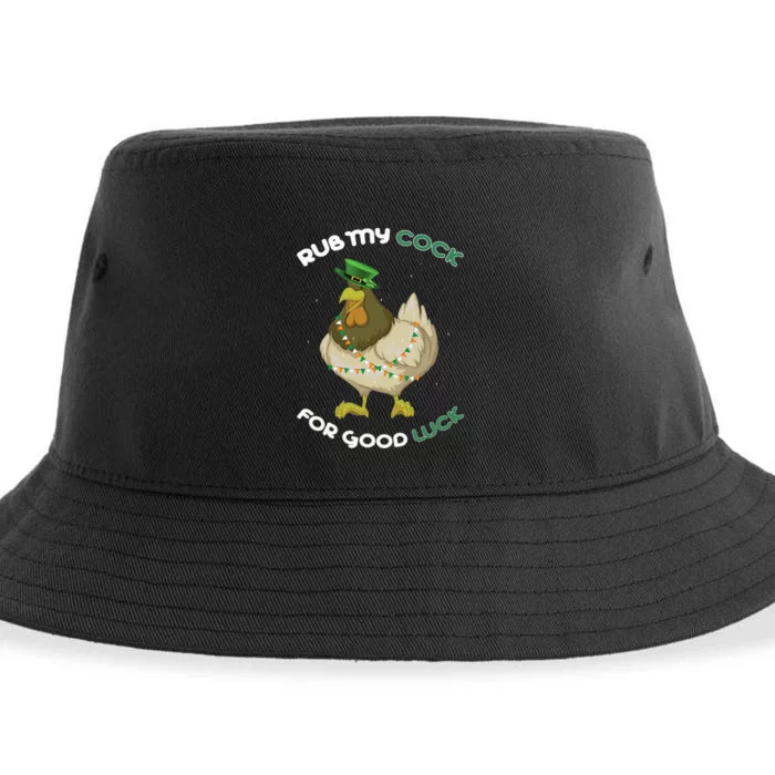 rub my cock for good luck st patrick's day chicken lover Sustainable Bucket Hat