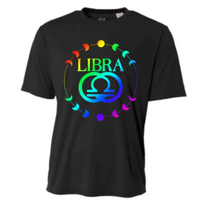 Rainbow Moon Cycle Libra Zodiac Gift Cooling Performance Crew T-Shirt