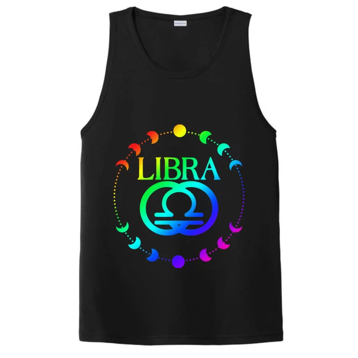 Rainbow Moon Cycle Libra Zodiac Gift Performance Tank