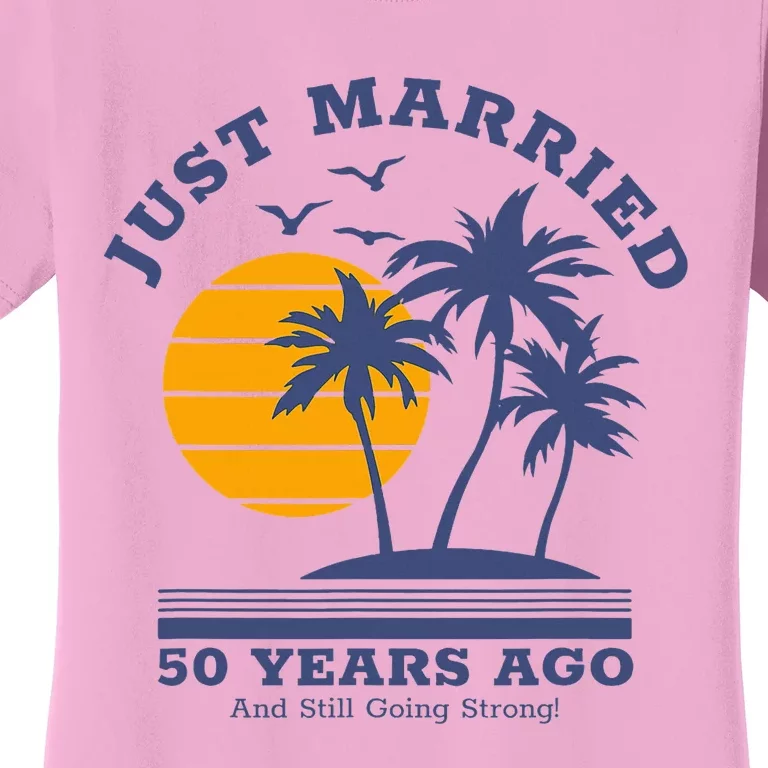 Romantic Matching Couples Golden 50th Wedding Anniversary Women's T-Shirt