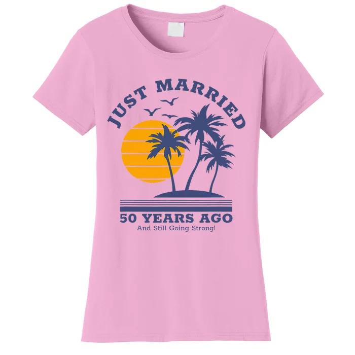 Romantic Matching Couples Golden 50th Wedding Anniversary Women's T-Shirt