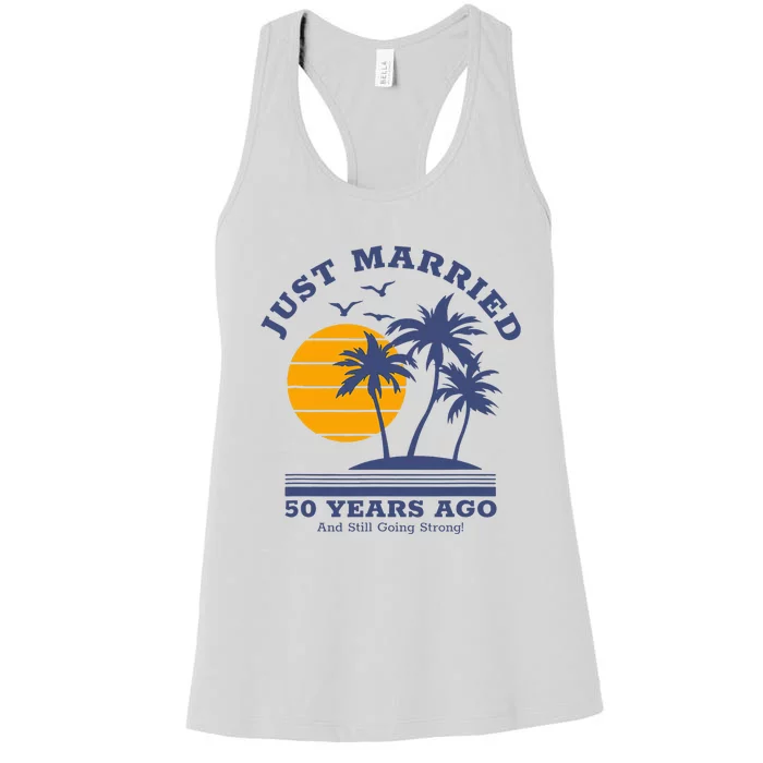 Romantic Matching Couples Golden 50th Wedding Anniversary Women's Racerback Tank