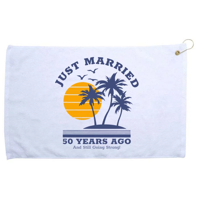 Romantic Matching Couples Golden 50th Wedding Anniversary Grommeted Golf Towel