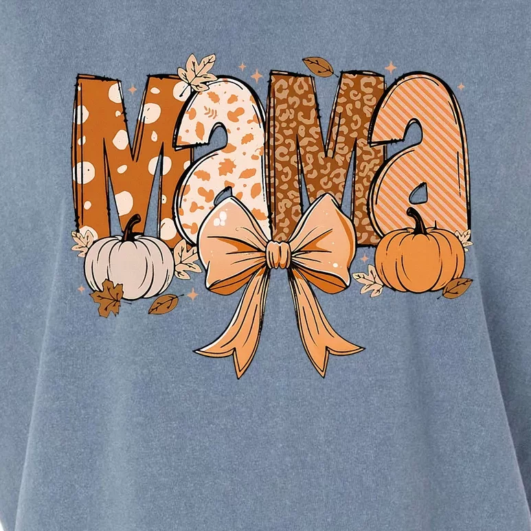 Retro Mama Coquette Bows Leopard Mom Fall Thanksgiving Women Garment-Dyed Women's Muscle Tee