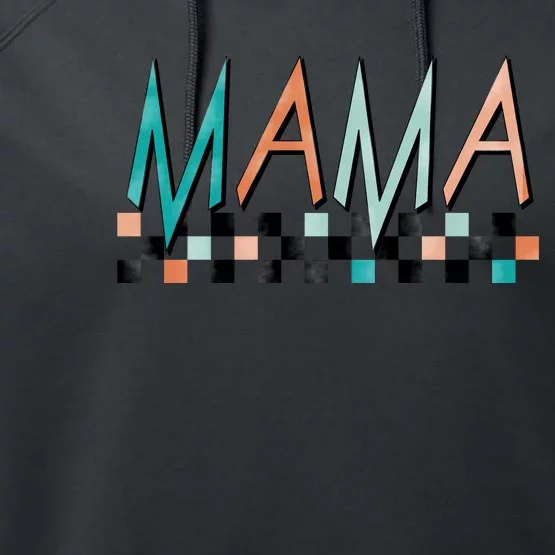 Rocker Mama Checkered Mom Mother's Day Performance Fleece Hoodie