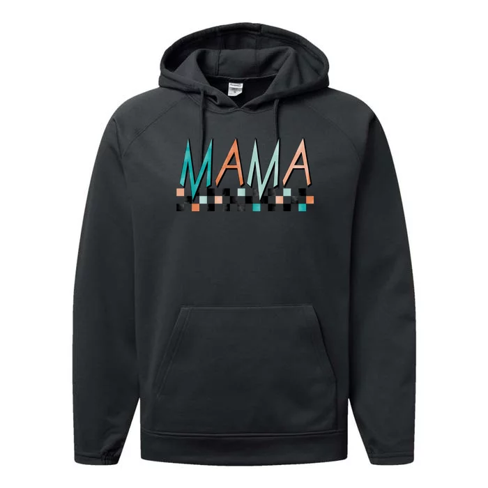 Rocker Mama Checkered Mom Mother's Day Performance Fleece Hoodie