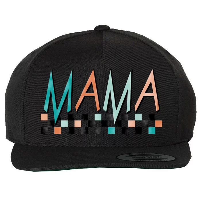 Rocker Mama Checkered Mom Mother's Day Wool Snapback Cap