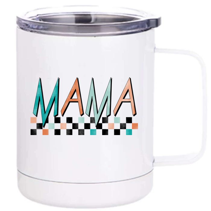 Rocker Mama Checkered Mom Mother's Day Front & Back 12oz Stainless Steel Tumbler Cup