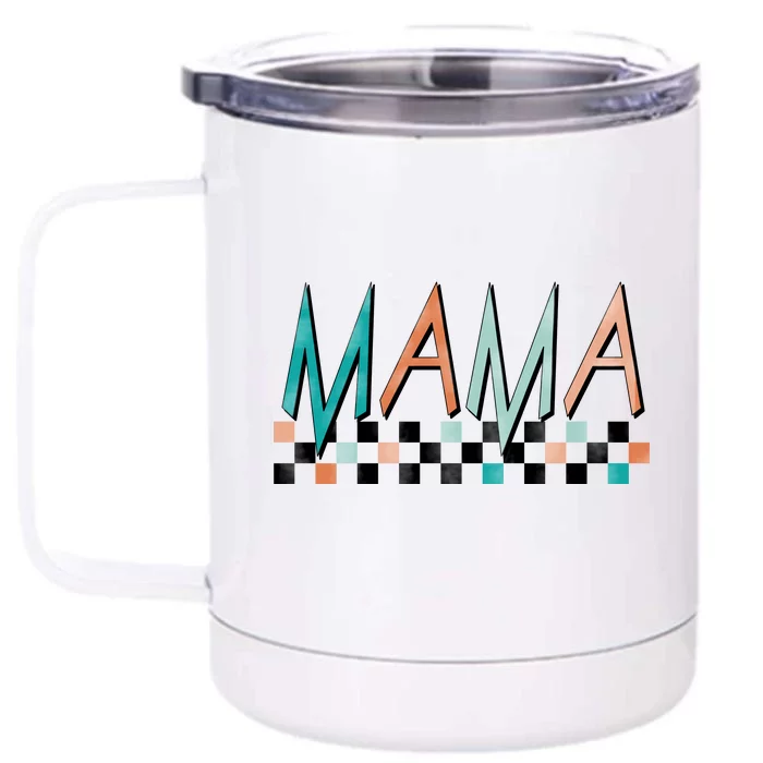 Rocker Mama Checkered Mom Mother's Day Front & Back 12oz Stainless Steel Tumbler Cup