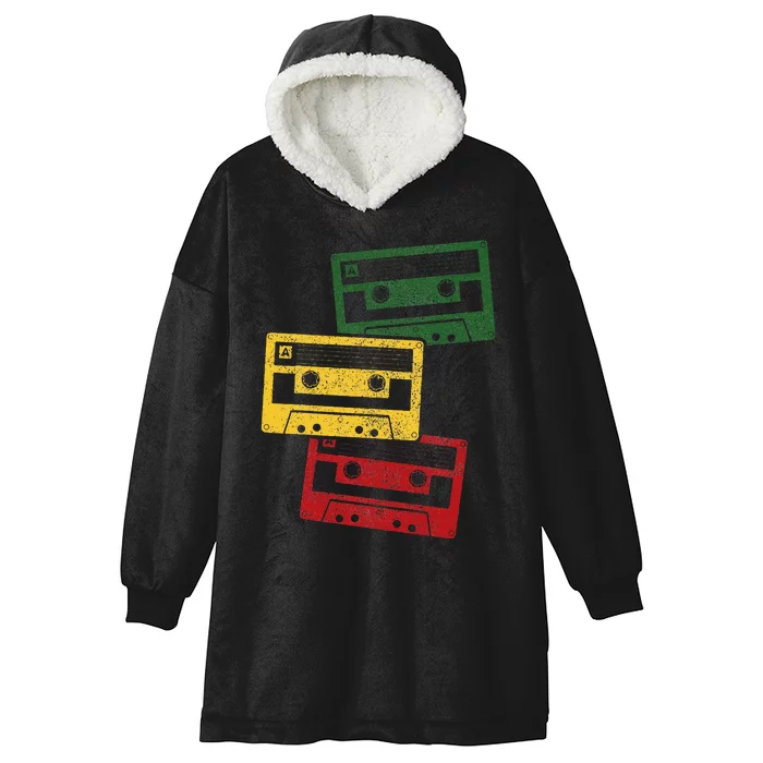 Reggae Music Cassette Tapes Vintage Retro Rastafari Rasta Hooded Wearable Blanket