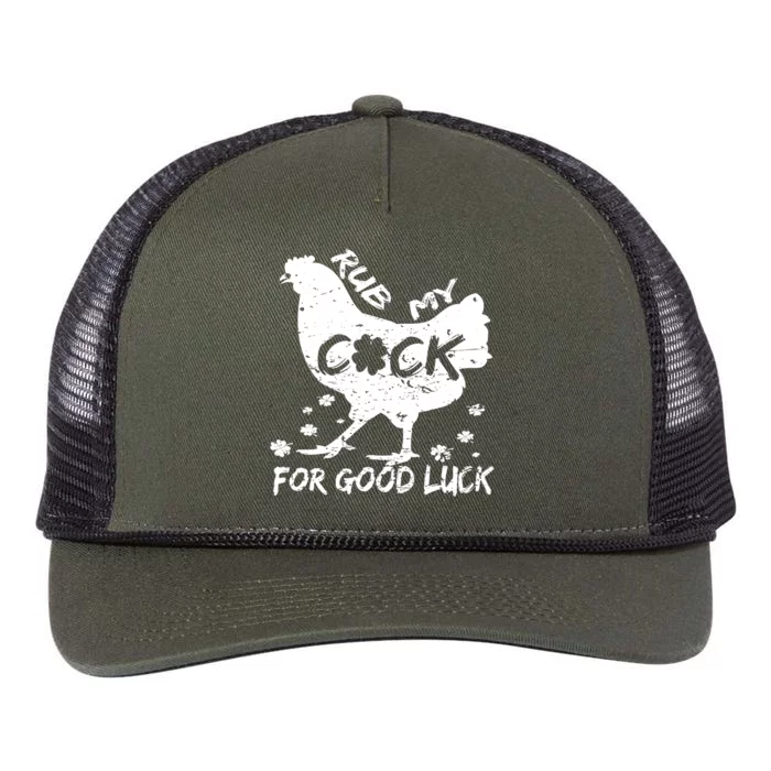 Rub My Cock For Good Luck Funny St Patrick's Day Retro Rope Trucker Hat Cap