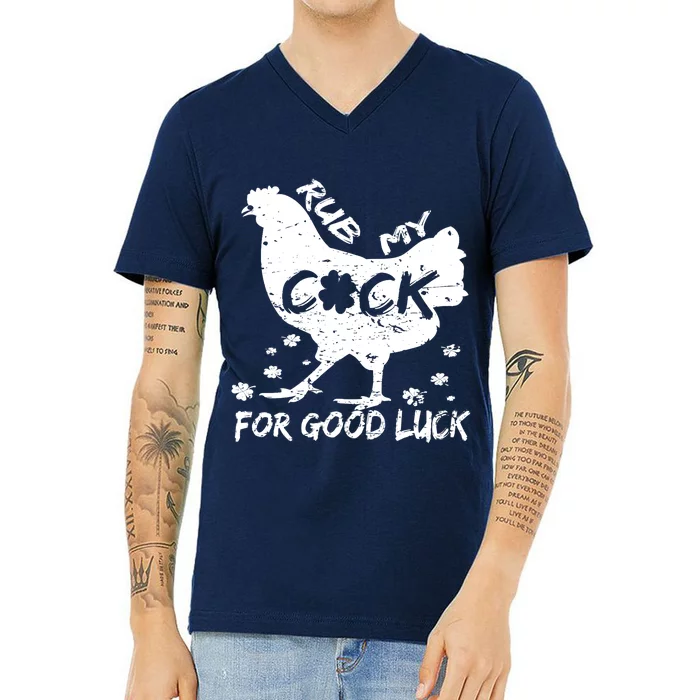 Rub My Cock For Good Luck Funny St Patrick's Day V-Neck T-Shirt