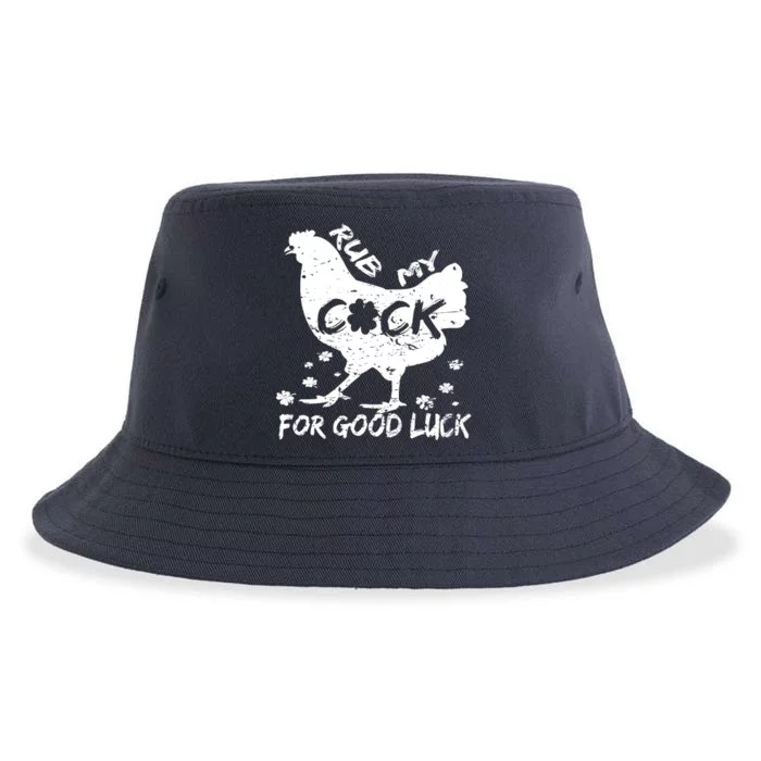 Rub My Cock For Good Luck Funny St Patrick's Day Sustainable Bucket Hat