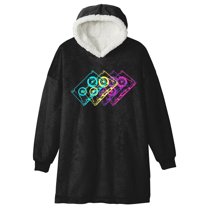 Retro Music Cassette Tapes Mixtape 80s And 90s Hooded Wearable Blanket