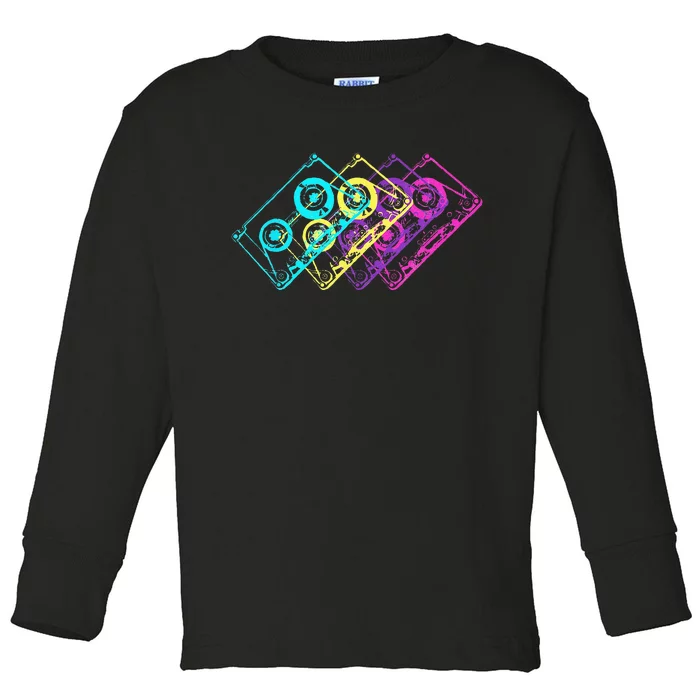 Retro Music Cassette Tapes Mixtape 80s And 90s Toddler Long Sleeve Shirt