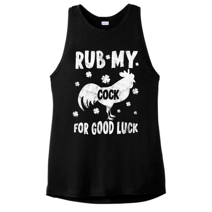 Rub My Cock For Good Lucky Funny St Patrick's Day Ladies Tri-Blend Wicking Tank