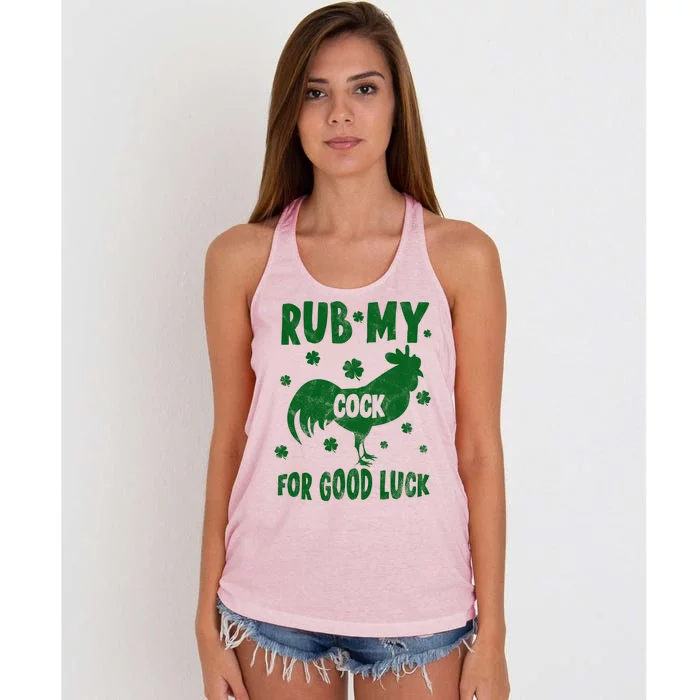 Rub My Cock For Good Lucky Funny St Patrick's Day Women's Knotted Racerback Tank