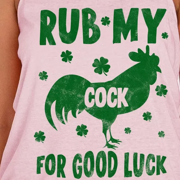 Rub My Cock For Good Lucky Funny St Patrick's Day Women's Knotted Racerback Tank