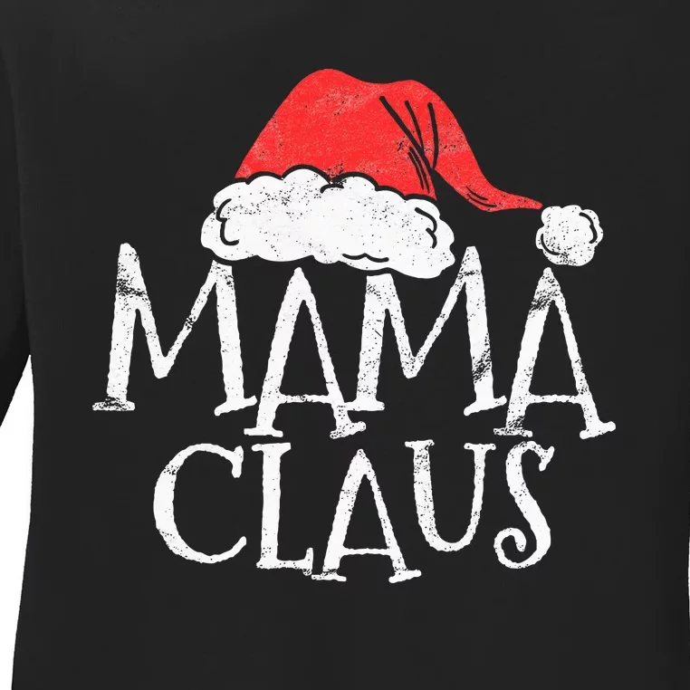 Retro Mama Claus Gift Funny Christmas Santa Costume Mom Ladies Long Sleeve Shirt