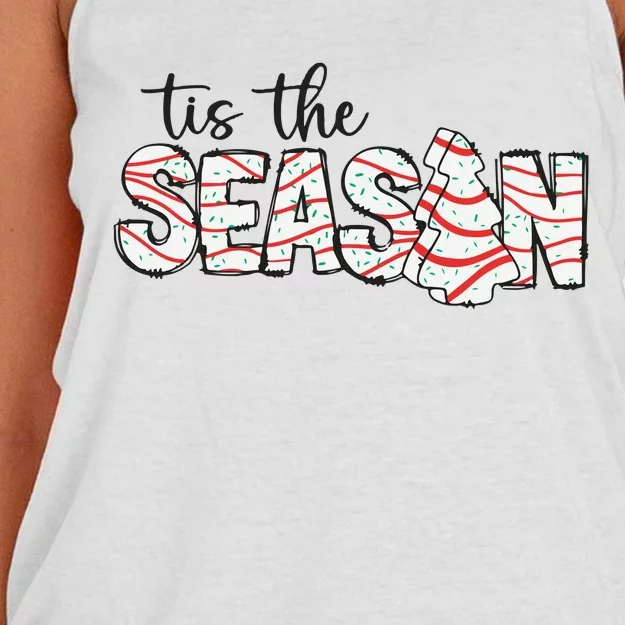 Retro Merry Christmas Tis The Season Women's Knotted Racerback Tank