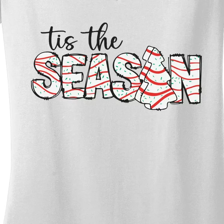 Retro Merry Christmas Tis The Season Women's V-Neck T-Shirt