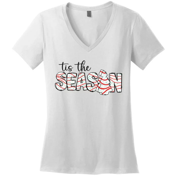 Retro Merry Christmas Tis The Season Women's V-Neck T-Shirt