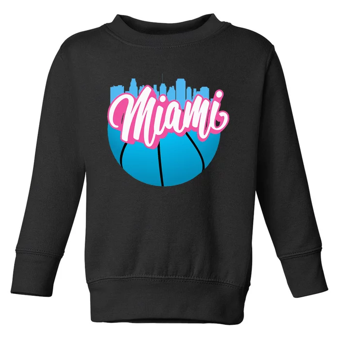 Retro Miami Cityscape Nostalgic Florida Vibes Toddler Sweatshirt