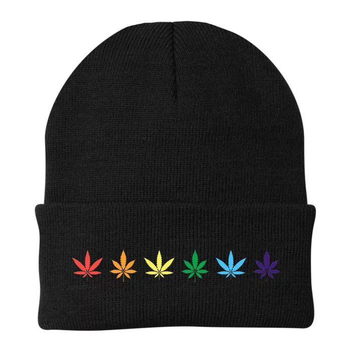 Rainbow Marijuana Cannabis Weed Lgbt Pride Ally Knit Cap Winter Beanie