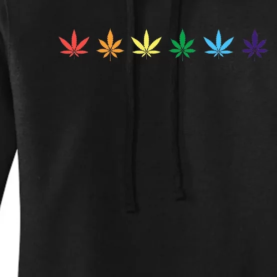 Rainbow Marijuana Cannabis Weed Lgbt Pride Ally Women's Pullover Hoodie