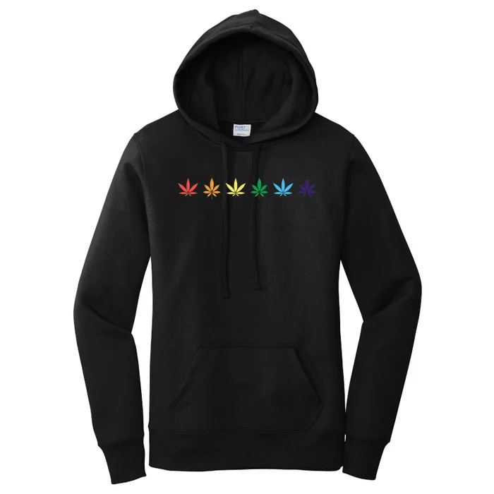 Rainbow Marijuana Cannabis Weed Lgbt Pride Ally Women's Pullover Hoodie