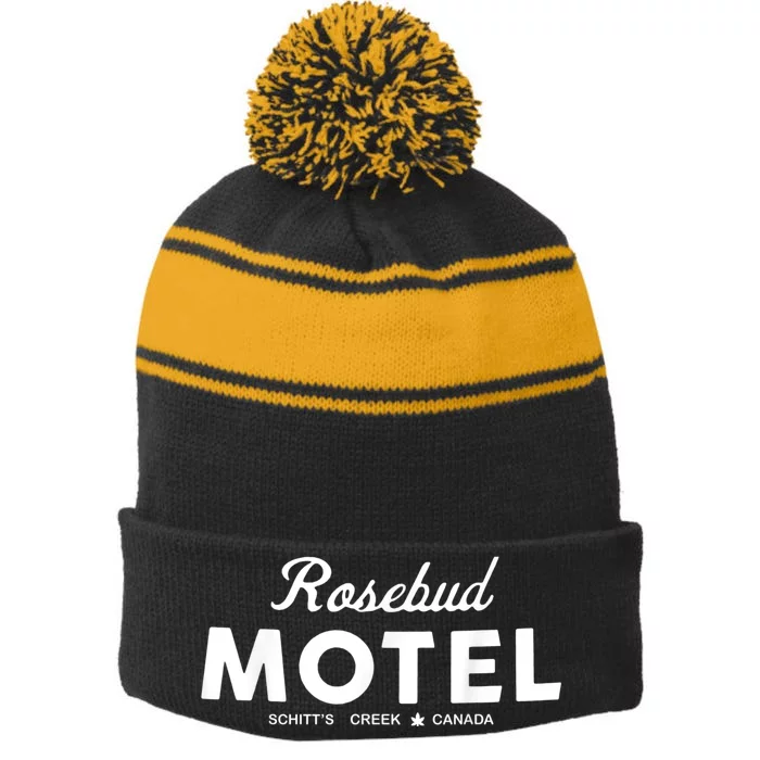 Rosebud Motel Canada Cannabis Funny Humor Stripe Pom Pom Beanie