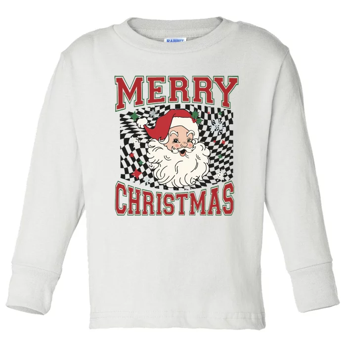 Retro Merry Christmas Toddler Long Sleeve Shirt