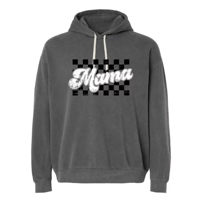 Retro Mama Checkered Vintage Mothers Day Mom Women Garment-Dyed Fleece Hoodie