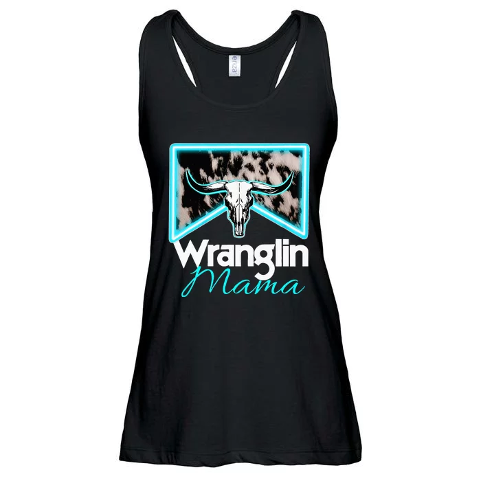 Rodeo Mama Cowgirl Rodeo Mom Western Cowhide Wranglin Mama Ladies Essential Flowy Tank